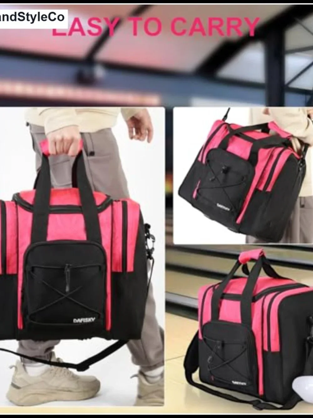 Bowling Ball Bag Tote for 1 Ball & Shoes Padded Holder Adjustable Strap Heavy